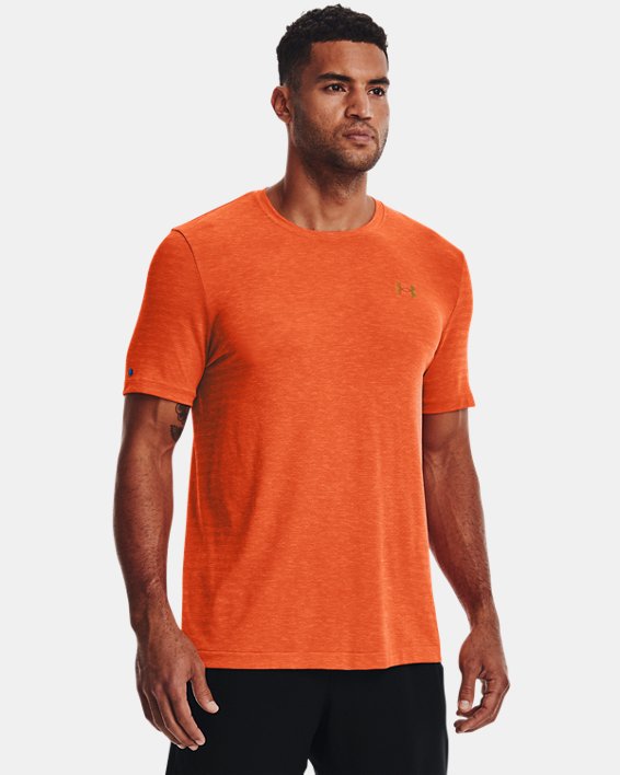 Men's UA RUSH™ Seamless GeoSport Short Sleeve, Orange, pdpMainDesktop image number 4